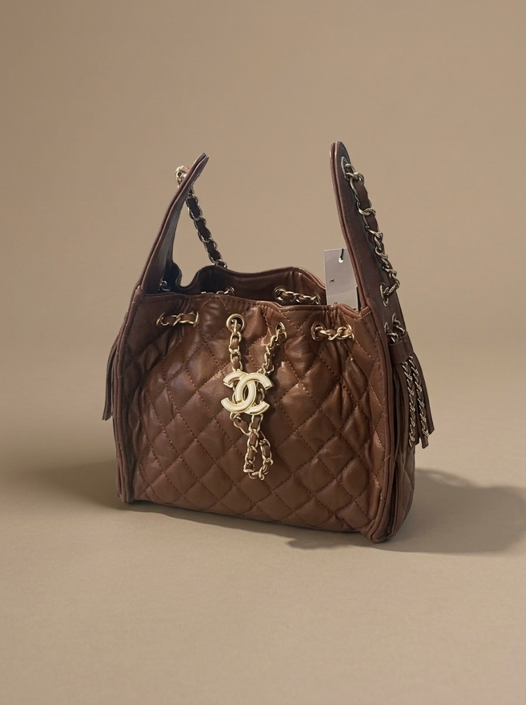 Quilted Chain Detail Tote Bag