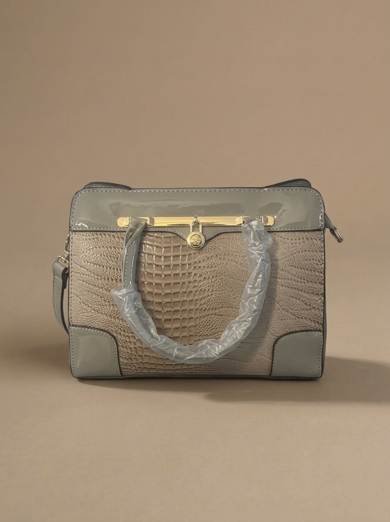 Grey Crocodile Pattern Tote Bag