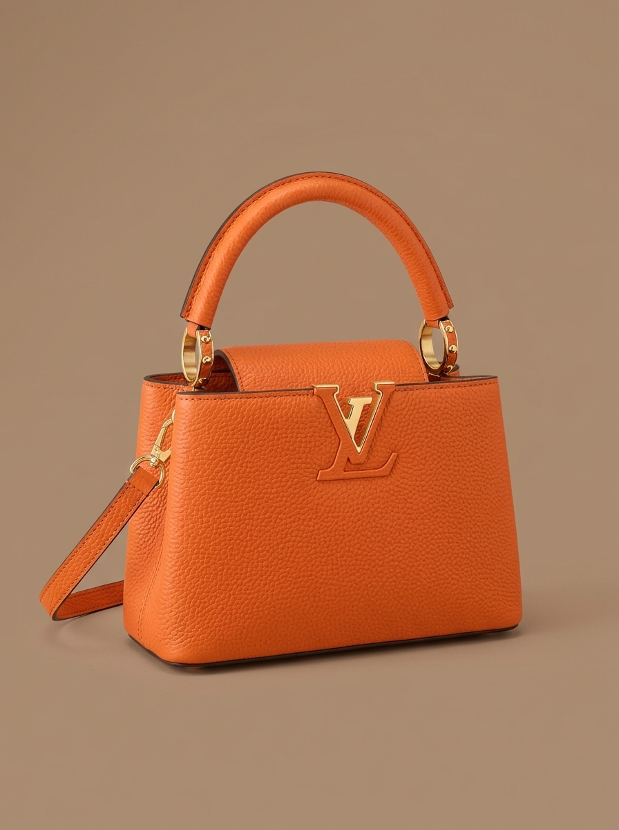 Orange Structured Logo Handbag