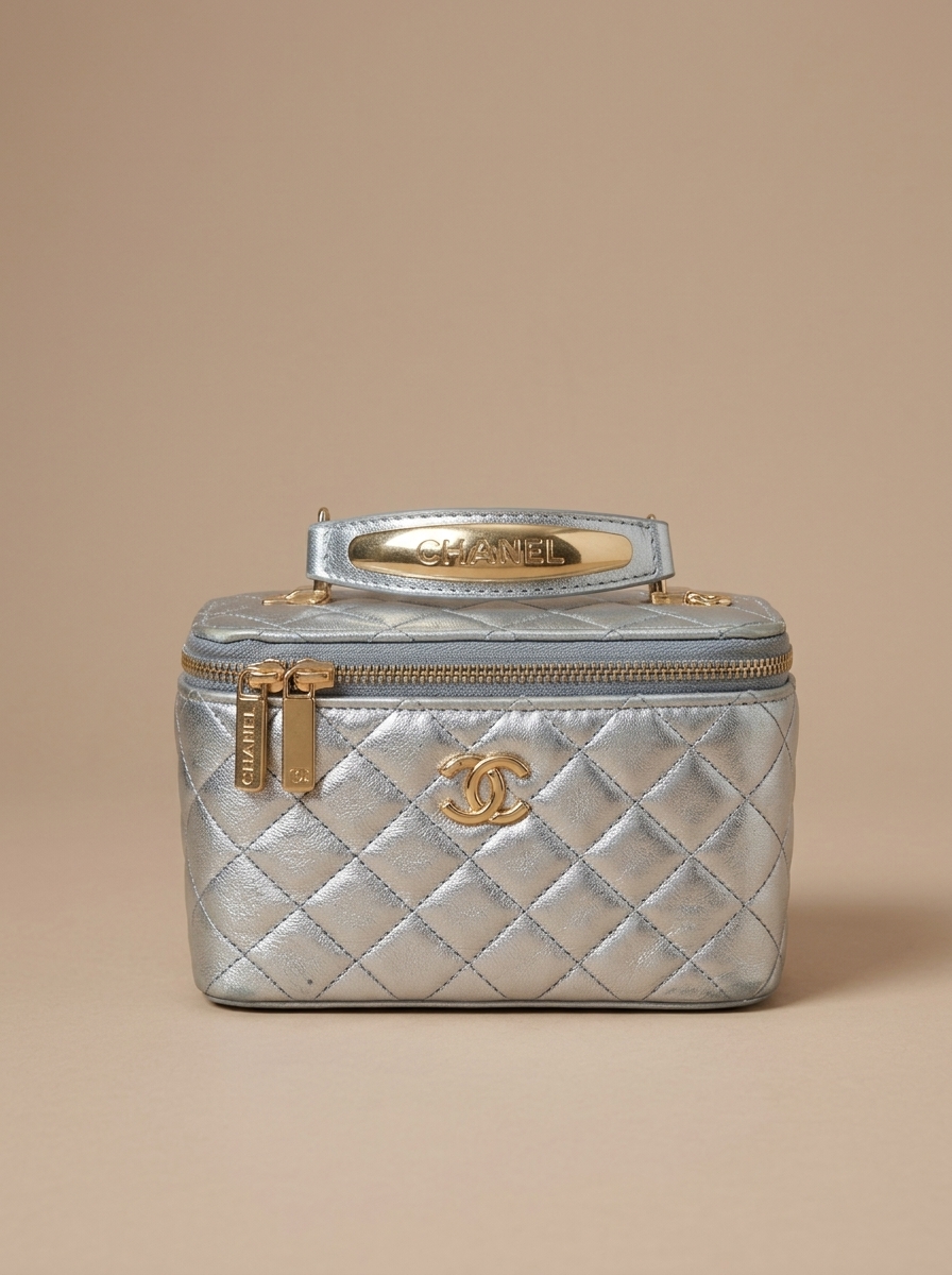 Silver Metallic Mini Vanity Bag