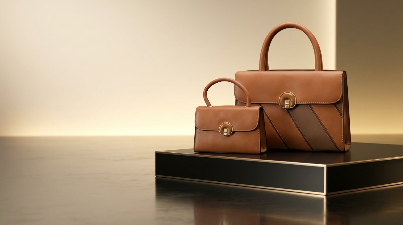 Leather handbags on display