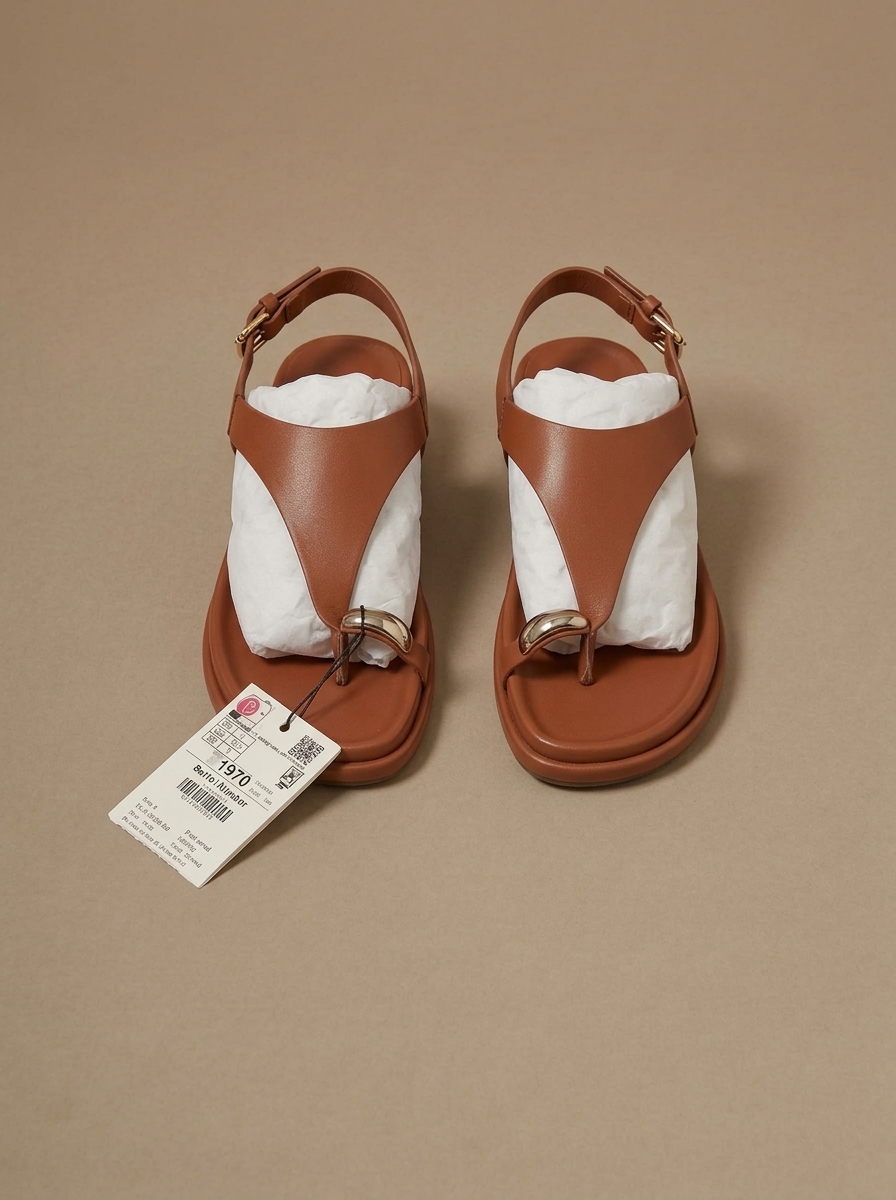 Brown Leather Slingback Sandals