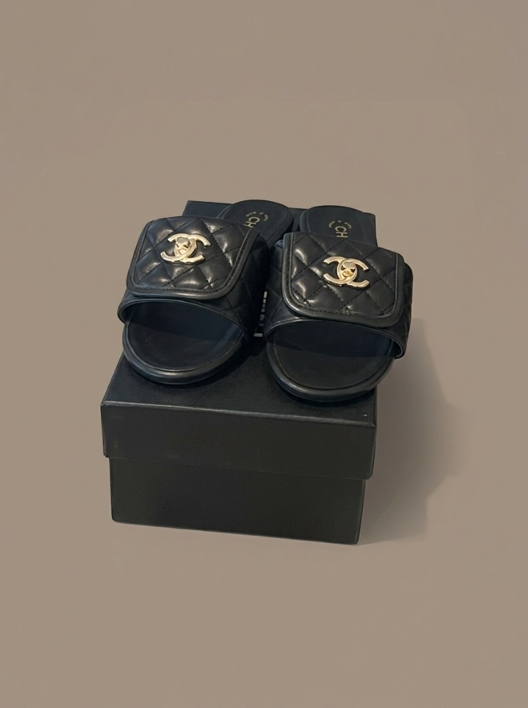 Chanel Quilted Leather Slides