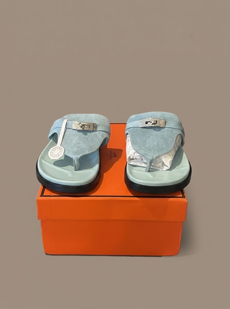 Hermès Blue Suede Sandals