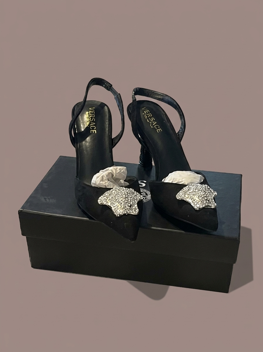 Versace Crystal Medusa Slingback Pumps