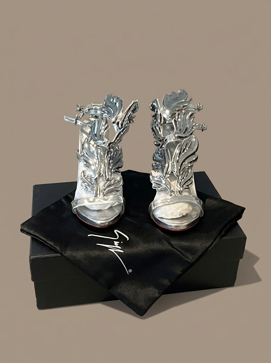 Giuseppe Zanotti Silver Leaf Sandals