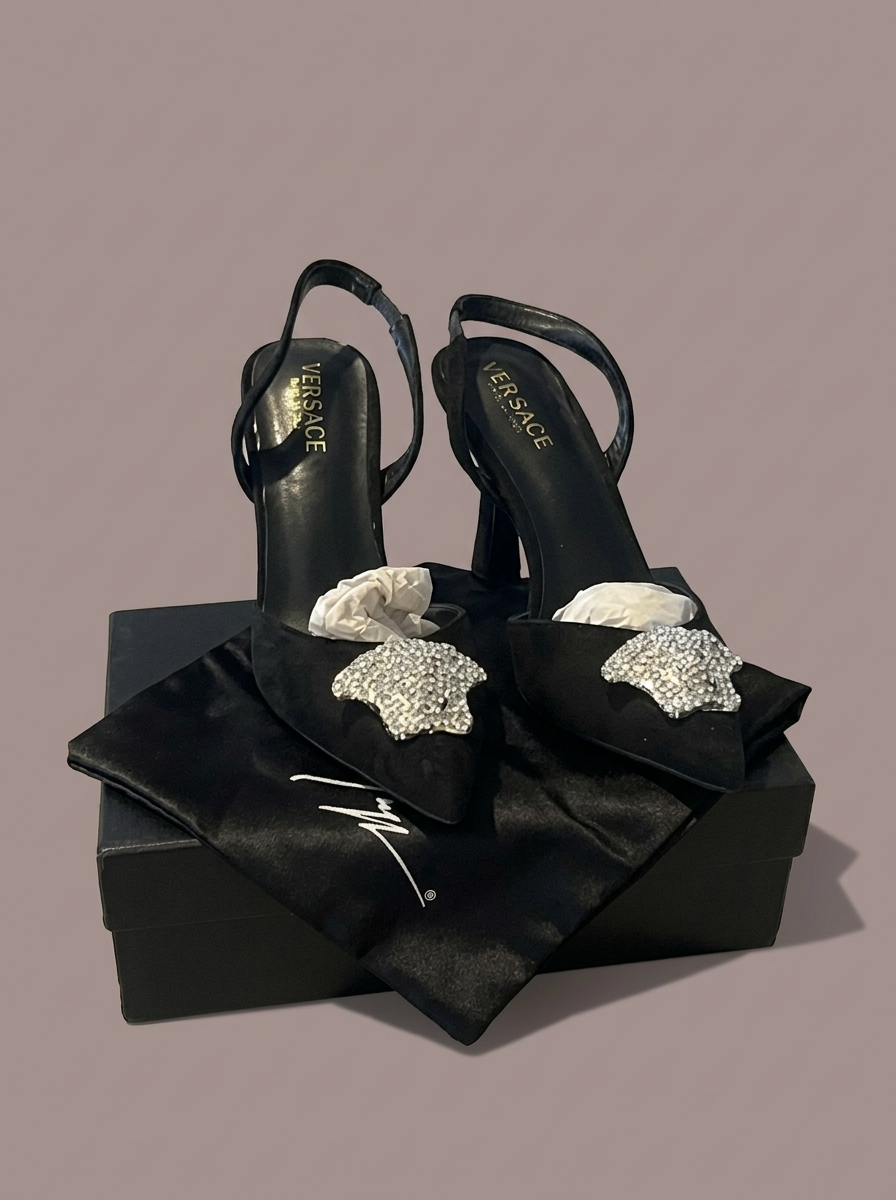 Versace Crystal Medusa Black Pumps